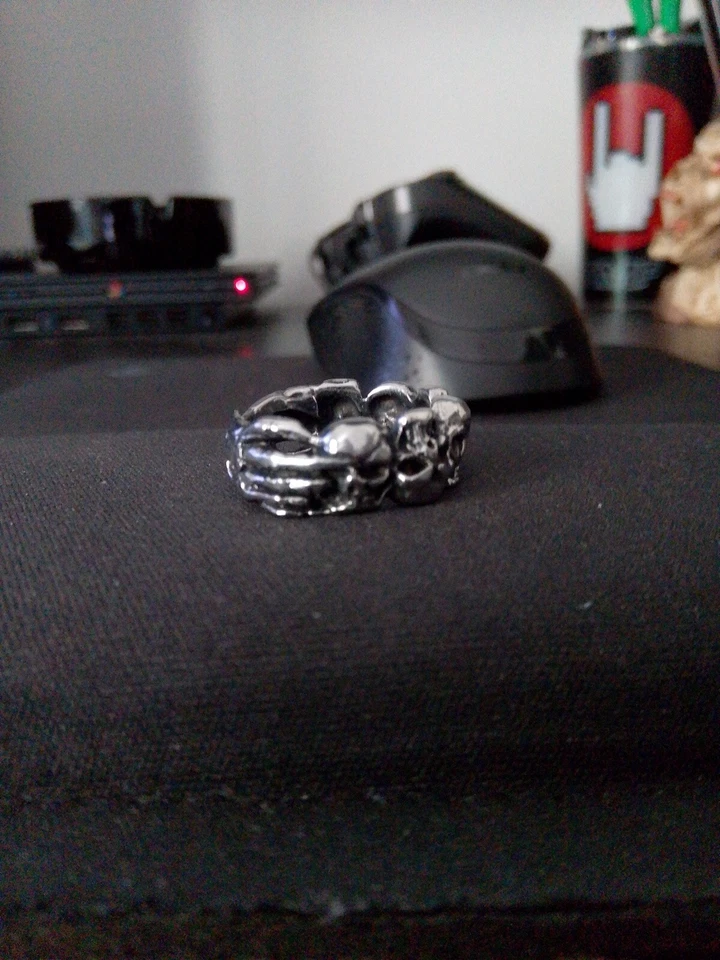 Anello Teschio Uomo Anello Biker Rocker Acciaio Inox  - Immagine 4 di 4