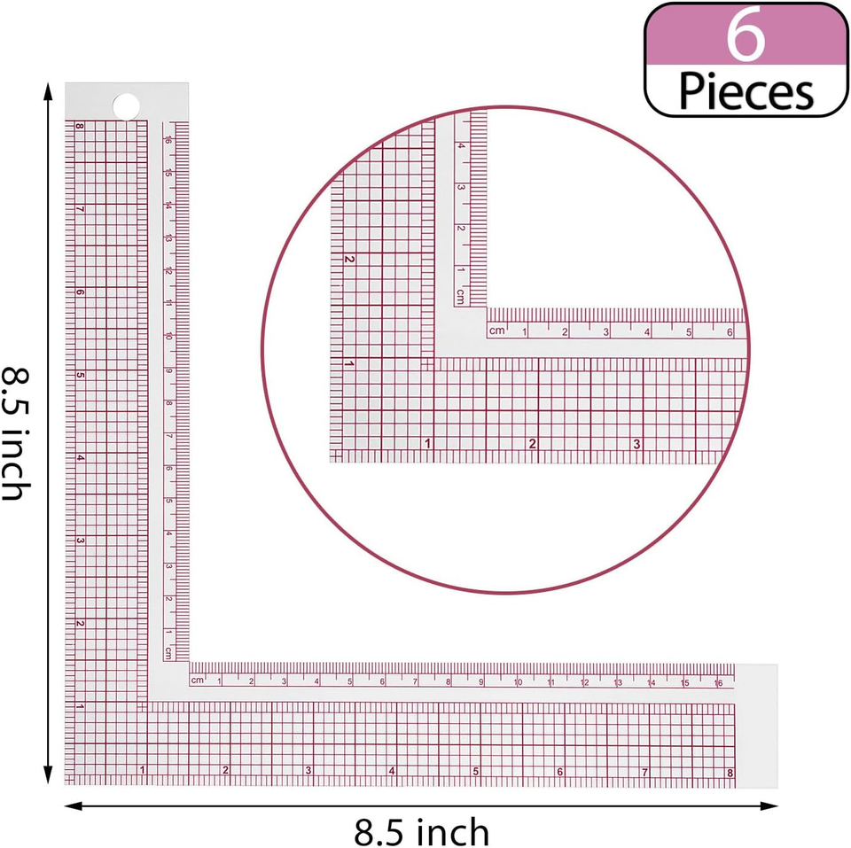 4 Pieces Plastic Sewing Ruler L Shaped Ruler Right Angle Ruler Sewing ...