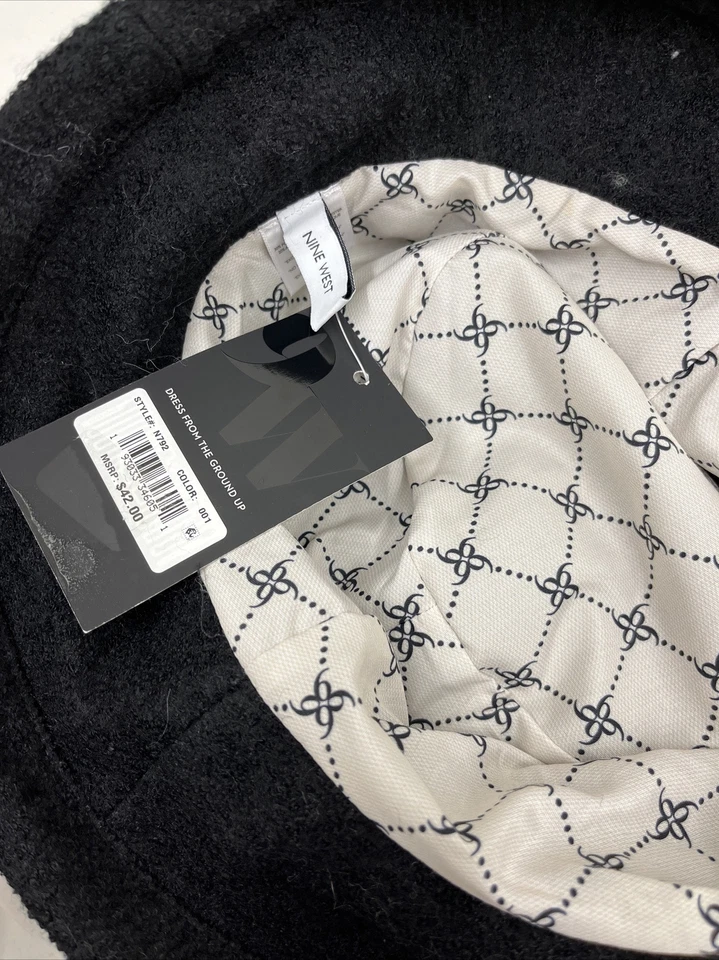 Chapéu de inverno feminino Nine West Boucle lã chaleira preto - Imagem 4 de 4