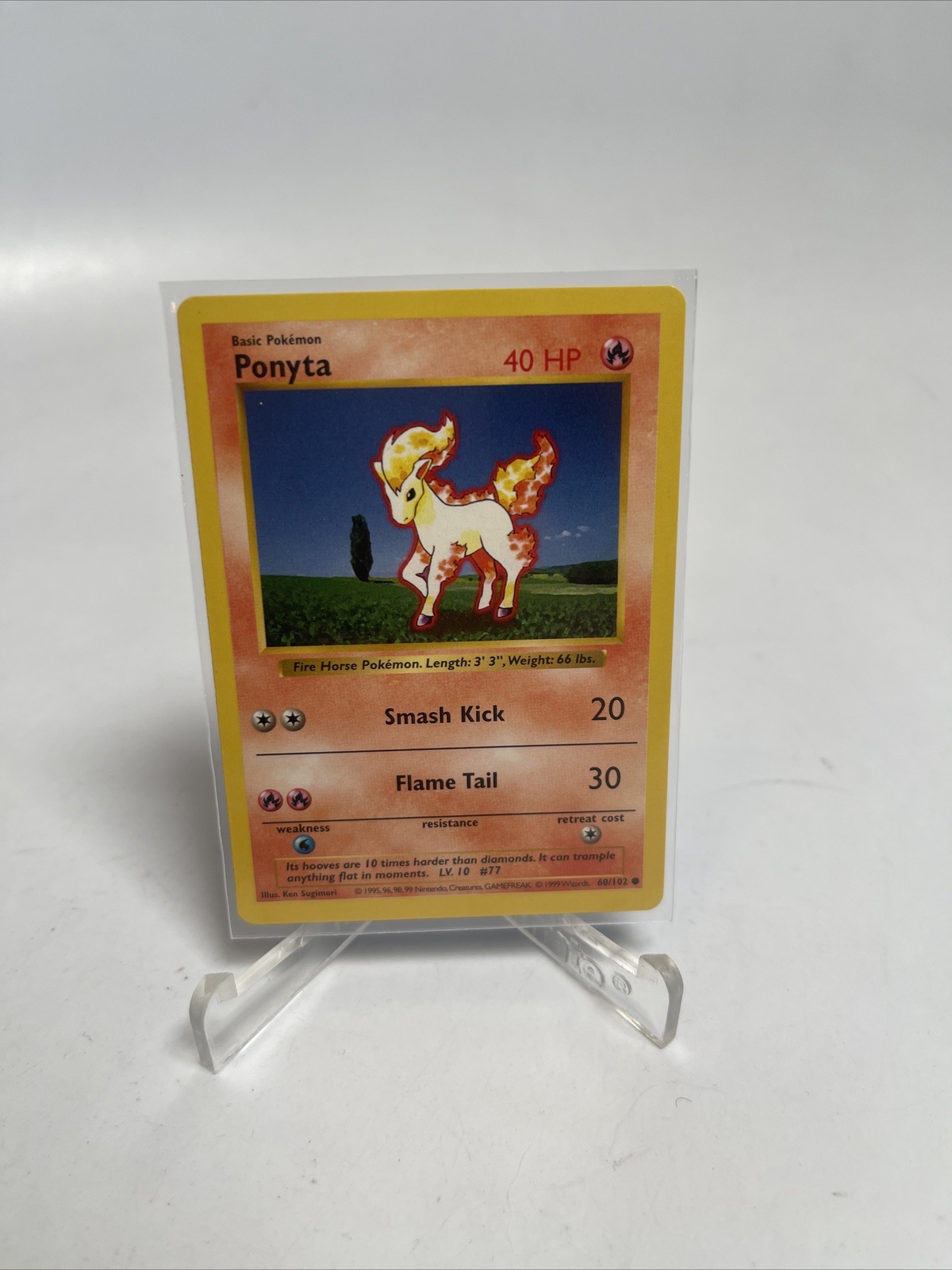 Pokemon Ponyta Shadowless Base Set Common 60/102 NM WOTC 1999