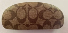 coach clamshell hard cover eyglasses case brown signature