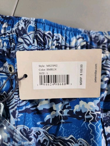 Peter Millar Crown Swim BMRLN Wave Print Shorts Men’s Size Large New - Picture 11 of 12