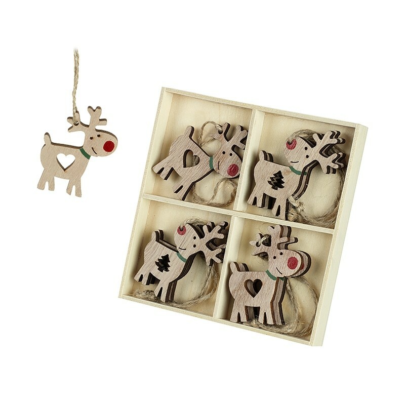 Heaven Sends Set of 8 Reindeer Christmas Hanging Decorations - Novelty Reindeer