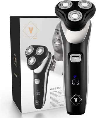 Herren Elektrorasierer 3 Klingen Nass Trocken Pop Up Trimmer Turbo Modus Schwarz