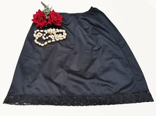 Long Waist Half Slip Underskirt Lace Hem in Black Length 26" Size 12/14  (SWX26)