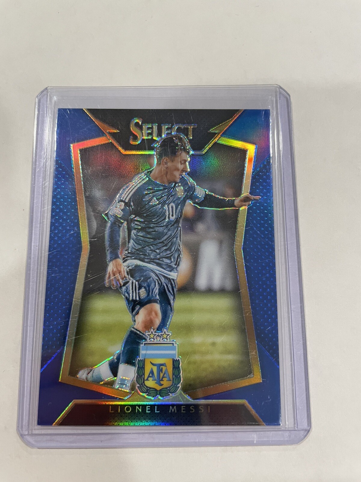 2015 Panini Select Lionel Messi Blue Prizm Variation Jersey Match 004/299 #65