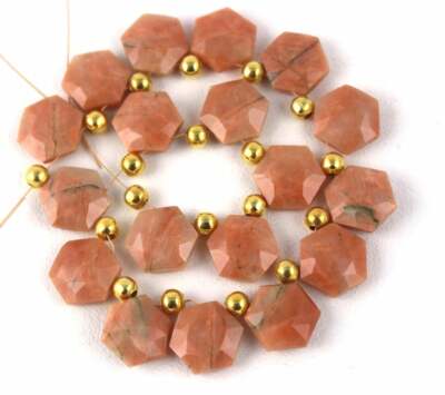 Best Quality  Natural Nest Pink Jasper Hexagon Shape Briolette Beads Gemstone 