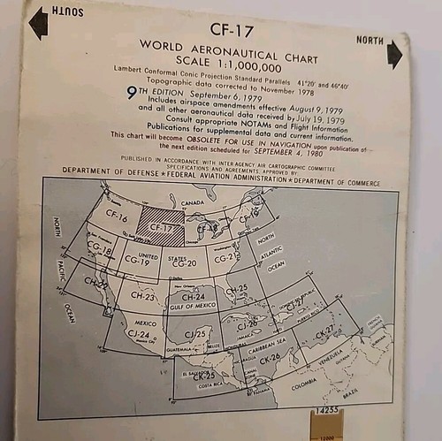 1969 Vintage World Aeronautical Chart CF-17 - Picture 2 of 3