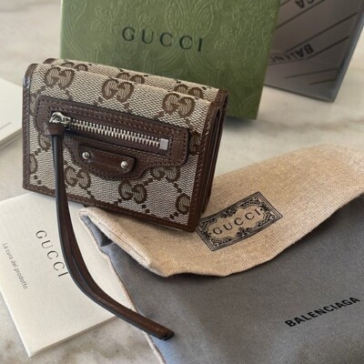 $1,499 New Authentic GUCCI BALENCIAGA Collab Wallet - Brown GG