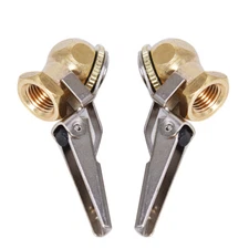 2pcs Brass Lock On Tire Inflator Locking Air Chuck Hose Attachment 1/4"Npt