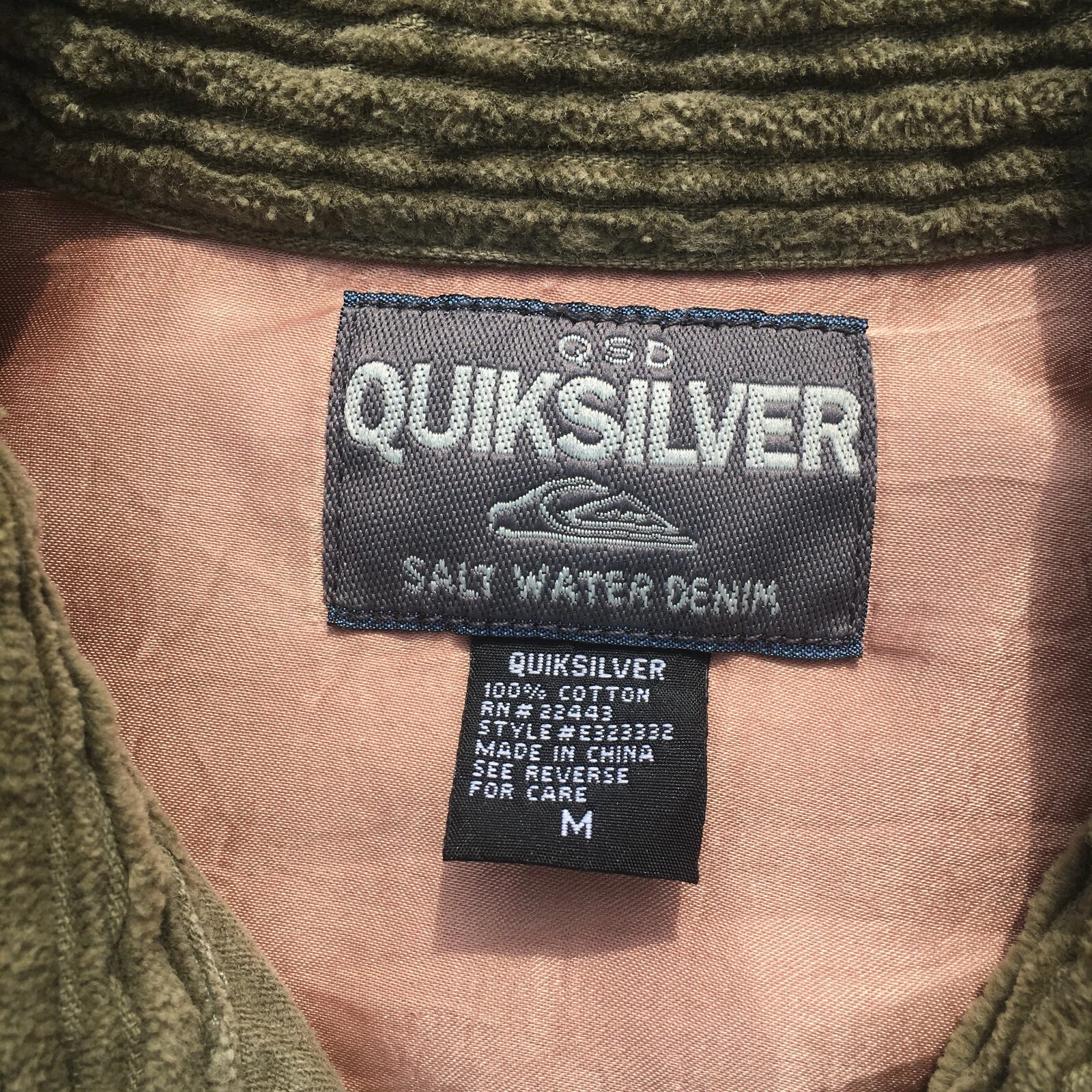 VTG Quicksilver Jacket Men's Medium Salt Water Denim Corduroy 90s Grunge Skate - product detail image 5