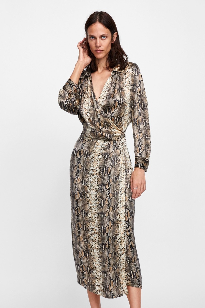 ZARA NEW SNAKESKIN PRINT SHIRT DRESS REF 7932/659 SIZE S VESTIDO