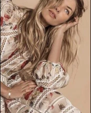 Zimmermann Mischief Picot Tea Dress and Filigree Corset Belt Set Size 1