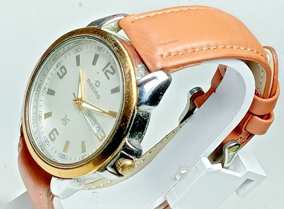Maxima Day Date Quartz Movement Analog Dial Wrist Watch For Men eBay