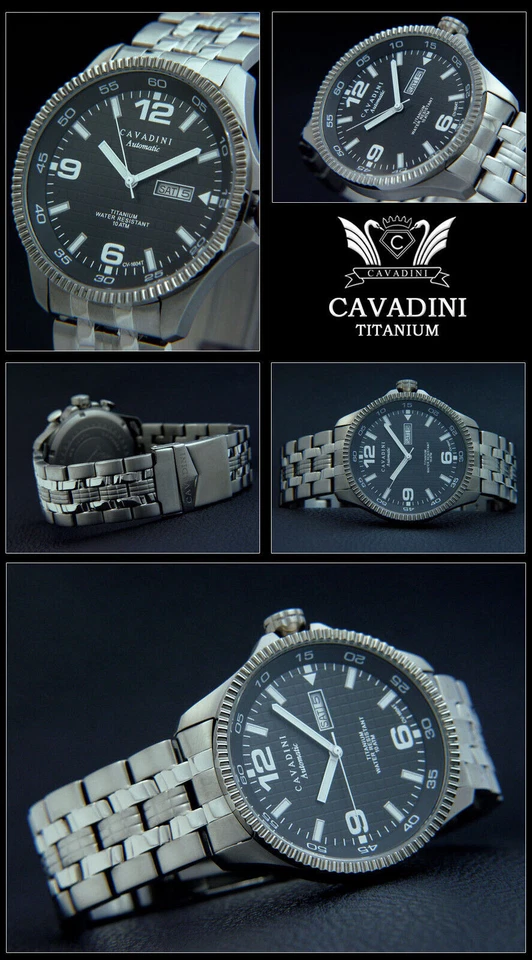 Cavadini Herrenuhr Automatikuhr Japan massiv Titan Fliegeruhr CV-1604T Klassiker - Bild 2 von 2