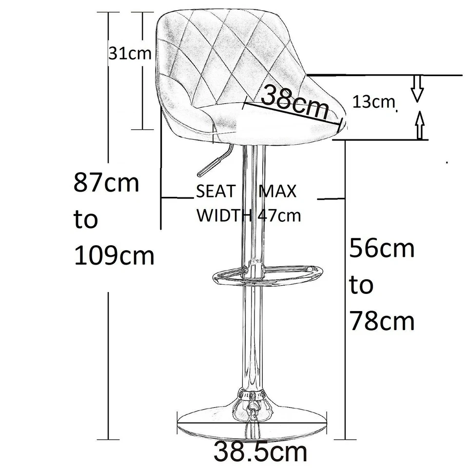 SET OF 3 OR 4 BLACK Velvet Bar stools Matt Black Metal  3 OR 4 CHAIRS OPTION - Image 3 of 4