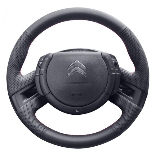 For Citroen C4 Picasso C-quatre Hand-Stitched Black Leather Steering Wheel Cover - Picture 6 of 7