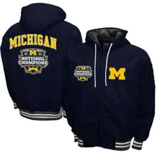 Michigan Wolverines Franchise Club 2023 National Champions Hooded Jacket - Navy