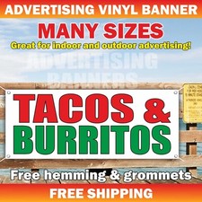 TACOS  BURRITOS Advertising Banner Vinyl Sign Mexican food quesadillas nachos