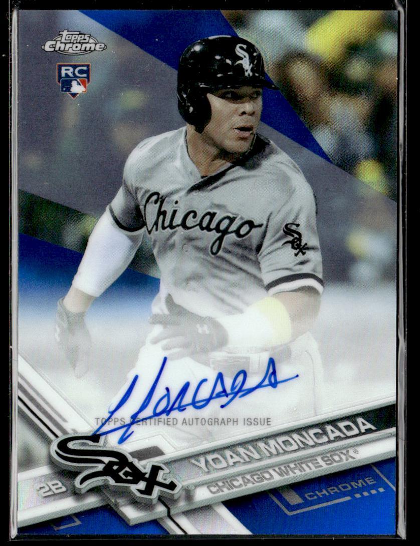 2017 Topps Chrome #RA-YM Yoan Moncada Rookie Autographs Blue Refractor #/150 HS