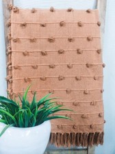 Hand Loom Cotton Throw Blanket Clay Wool Loops Throw Blanket Cotton Sofa Throw