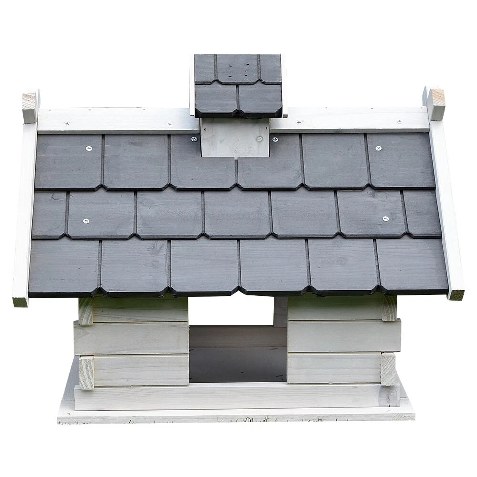 Vogelfutterhaus Vogelhaus Futterstation Grau Weiß Holz Vogelvilla Vogelhäuschen - Bild 4 von 4