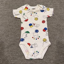 Vintage Carters One Piece Baby 3-6M Multicolor Circus Bear Print Romper 90s Snap
