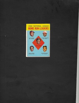 1963 Topps #3 1962 NL Home Run Leaders Mays, Aaron,Banks, Robinson Free Shipping