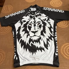 MADD Dogg Athletics Spinning Cycling Jersey Mens Sz S Black White Lion Graphic
