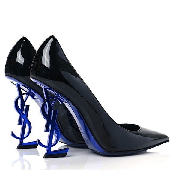 Saint Laurent YSL Limited Opyum 110 Patent Tacchi Blu Nero 36 Autentici