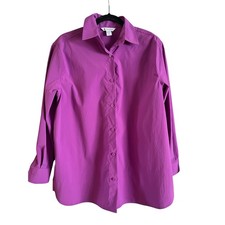 Athleta Performance Oversized Poplin Top in Jazzy Purple Button-Up Shirt Small