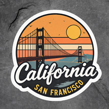 California San Francisco sticker vinyl decal bridge sunset beach window mug