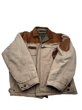 Vintage Generra Issue Jacket Size 40 L Beige Brown Leather Trim 90s Rare