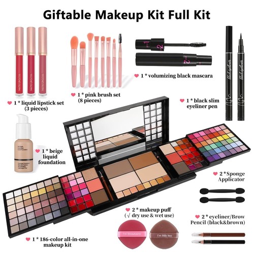 All-in-One Makeup Set for Women - Complete Kit with Foundation, Lipsticks & More - Picture 10 of 11