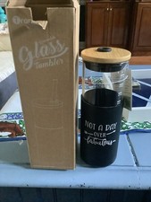 24 oz Glass Tumbler with Straw and Lid - Glass Cup with Lid and Straw, Smooth...