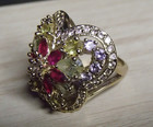 SETA Sterling Ring Gemstones & Butterfly Floral Gold Plated — photo 6