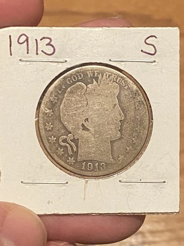 1913 S Barber Head Silver Half Dollar 90% Silver