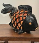Vintage Tiffany Style Goldfish Accent Light Stratford Blown Glass Amber Iron NIB