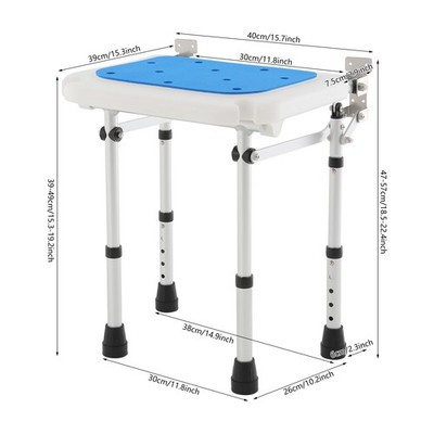 Wall Mounted Folding Shower Seat Height-adjustable Shower Seat 440.92lbs LoadUS