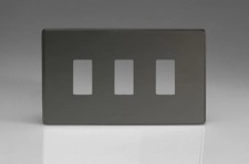 Modular Grid System Iridium PowerGrid Plate Screwless 3-Gang Yoke Included