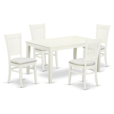 East West Furniture Capri 5-piece Wood Dining Set with Slatted Back in White