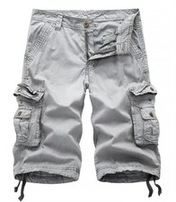 Mens Cargo Combat Shorts Cotton Chino Twill Knee Length Half Pants MultiPocket