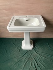 Antique 27x22 White Ceramic Pedestal Bathroom Sink Old Vtg Standard 299-26E