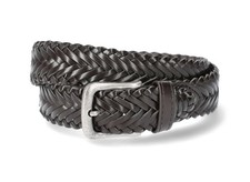 WONDER NATION Boys Size S Braided Belt Faux Leather Silver Buckle   Dark Brown