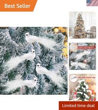 Vivid White Dove Ornaments - 12 Clip-On Birds for Festive Tree  Wreath Decor