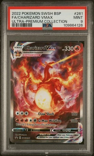 2022 POKEMON SWSH BLACK STAR PROMO #261 FULL ART/CHARIZARD VMAX PSA 9