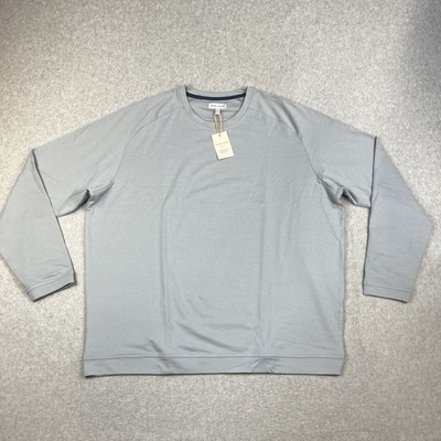 Peter Millar Crown Sport Performance Crewneck Pullover Sweater Light Gray XXL