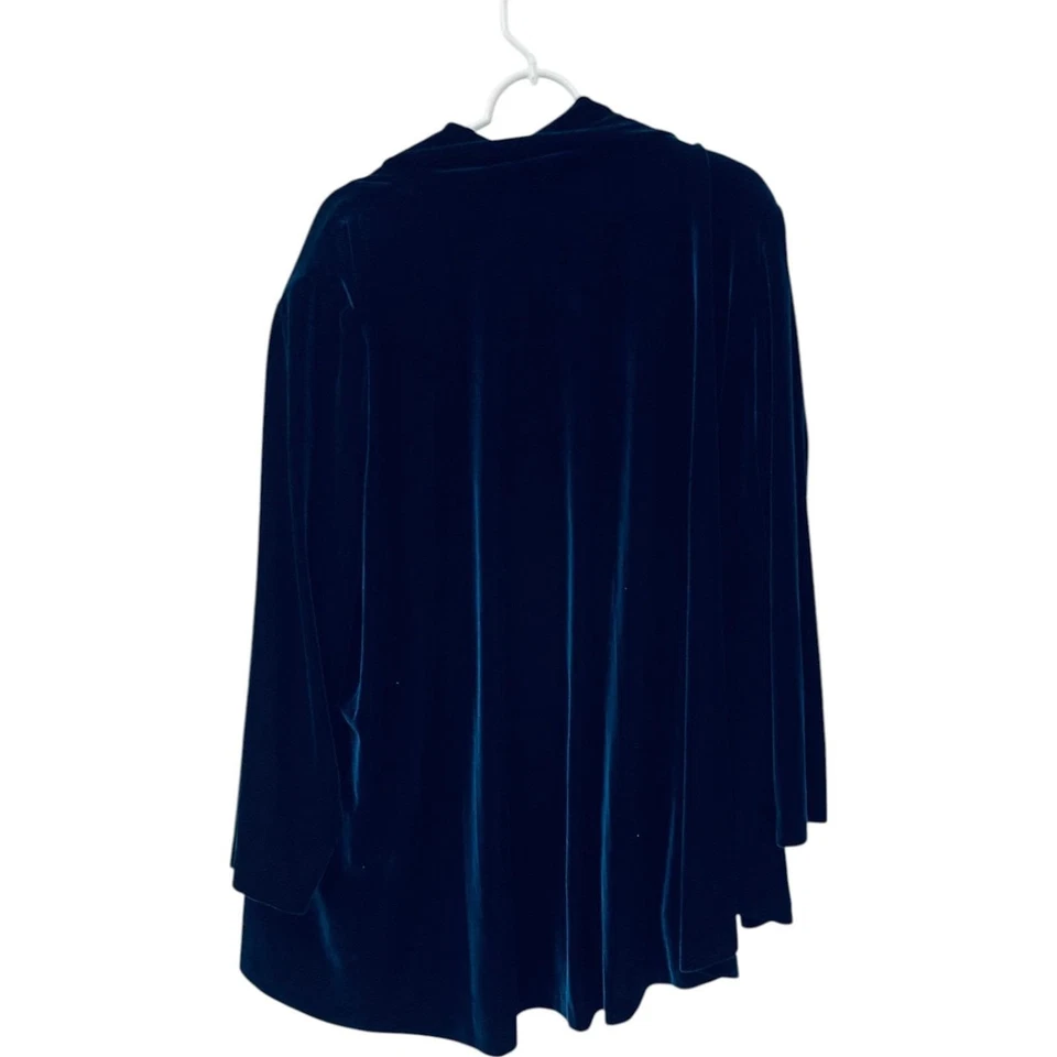 Cárdigan Alex Evenings Azul Terciopelo Frente Abierto Mujer Talla 22W Manga Larga Foto 3 de 4