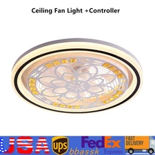 Modern Ceiling Fan With Light Dimmable LED Chandelier Lamp & Remote Lamp Fixture