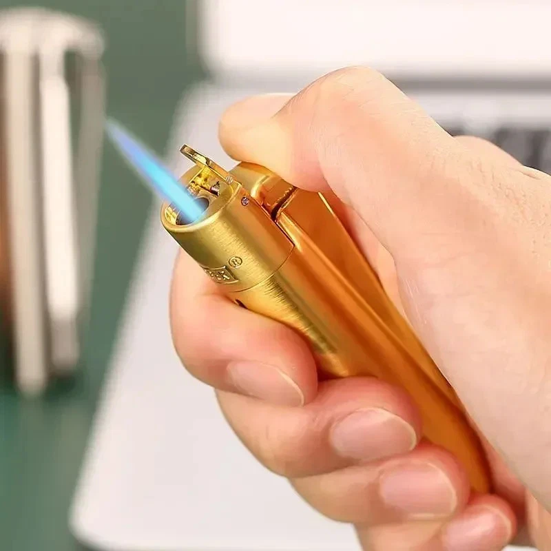 Clipper encendedor de antorcha de metal con cubierta antipolvo a prueba de viento llama azul chorro - Imagen 3 de 4
